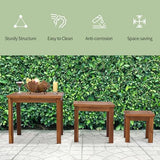 Outsunny 3 Piece Outdoor Side Nesting Table Patio Set with Acacia Wood Build & Multi-Functional Design Outsunny