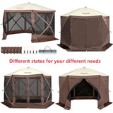 VEVOR Pop Up Gazebo Screen Tent, Pop-Up Instant Gazebo Tents with Mosquito Netting Outdoor Canopy, 6 Sided Sun Shelter 10x10ft with 6 Removable Wind Cloths & 2 Mesh Windows, Pavilion Tent for Patio VEVOR