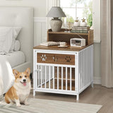 YATINEY Dog Crate Furniture for Small Dogs, Wooden Dog Kennel, Indoor Pet Crate End Table, Two-Tier Small Pet Crate, for Living Room, Bedroom, White and Walnut DC01WH YATINEY