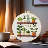 JOZYSH Full Range Embroidery Kit for Adult, Green Plant Pattern Embroidery Kit for Beginners Include Embroidery Cloth Hoops Threads for Craft Lover Hand Stitch with Embroidery Skill Techniques