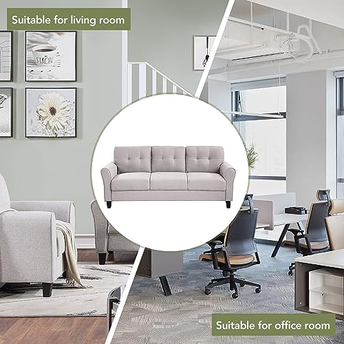 Harper & Bright Designs 3-Piece Living Room Sectional Sofa Set, Modern Style Button Tufted Linen Upholstered Armchair Loveseat Sofa and Three Seat Sofa Set Sectional Couch, Light Gray - WoodArtSupply