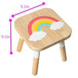 RUYU Wooden Kids Stool for Sitting, 9.1 Inch Solid Hard Wood Chair,Crafted Hand-Painted with Assembled Four-Legged Stool, Bedroom, Playroom, Furniture Stool for Toddler, Children, Boys, Girls RUYU