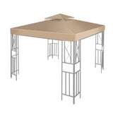 Flexzion 10'x10' Gazebo Replacement Canopy Top Cover (Beige) - Dual Tier with Plain Edge Polyester UV30 Water Resistant for Outdoor Garden Patio Pavilion Sun Shade Flexzion