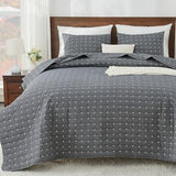 ENJOHOS 100% Cotton King Quilt, King Size Dark Grey Bedspread, Reversible Lightweight Super Coverlet Comforter Bedding with Shams for All Season ENJOHOS