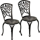 DWVO Outdoor Cast Aluminum Outdoor Chairs Set of 2, All-Weather Patio Dining Chair with Adjustable Feet for Balcony, Backyard, Deck, Garden, Hammered Bronze DWVO