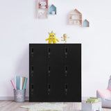 WISUNO 9 Doors Metal Storage Cabinet with Card Slot, Organizer,Shoes and Bags Steel Locker for Office, Home, Bank, School, Gym. (Black) WISUNO
