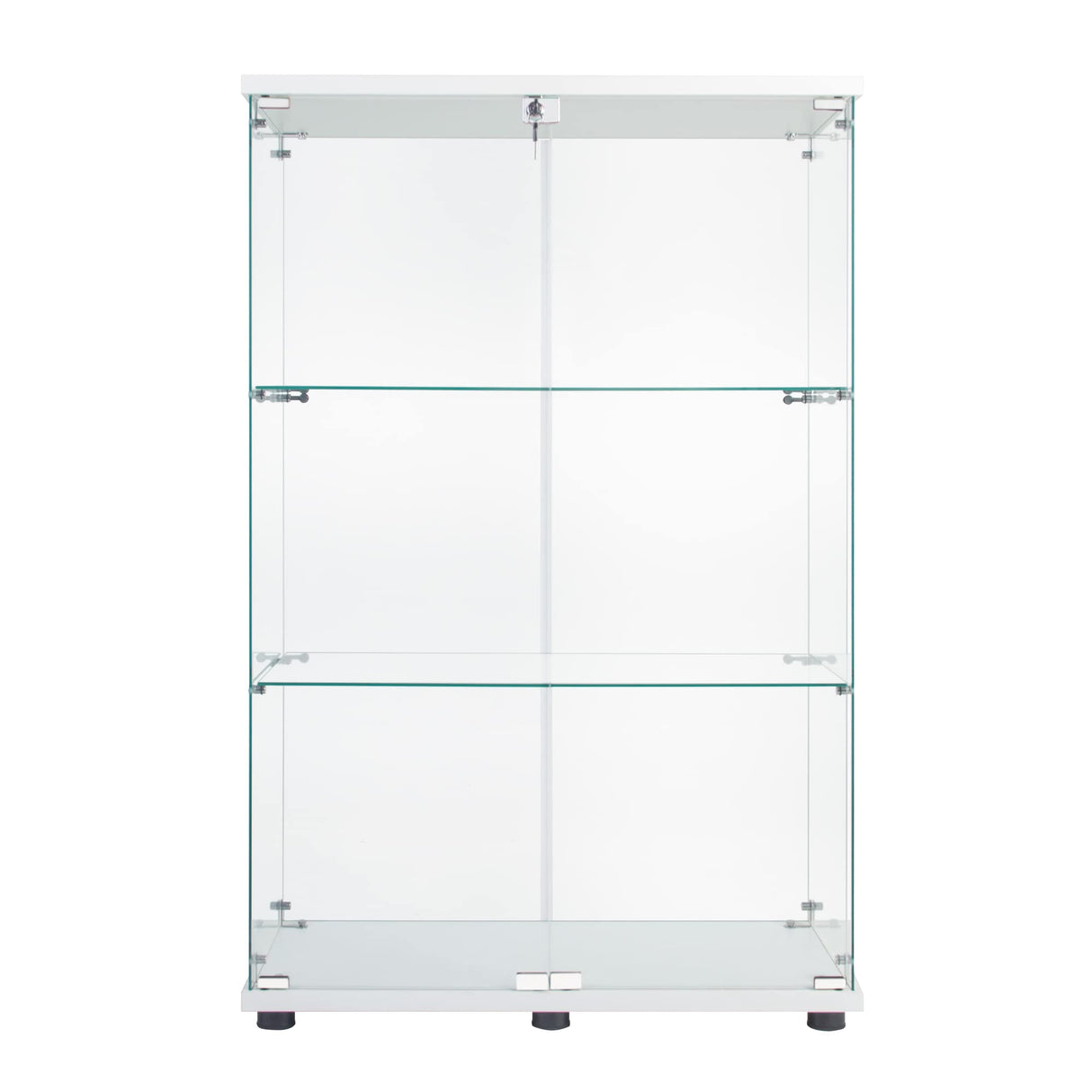 Zacis Modern Clear Glass Display Cabinet with 2 Doors and 3 Shelves for Living Room Zacis