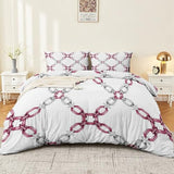 Double Sided Printed Bedding with Minimalist Chain Modern - Ultra Soft Microfiber Duvet Cover Set Single Durable Zipper Closure, Comfortable Quilt Cover for Bedroom Décor White Generic