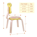iPlay, iLearn 2 PCS Wooden Kids Chair Sets, Natural Hardwood Giraffe & Cow Animal Children Chairs, Furniture Set for Toddlers Kids Boys Girls, Stackable for Playroom, Nursery, Preschool, Kindergarten iPlay, iLearn