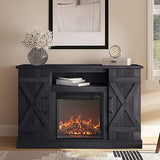 BELLEZE 47" TV Stand with 18" Electric Fireplace Heater & Media Entertainment Center Console Table for TV up to 50" with Open Storage Shelves & Cabinets - Veropeso (Rustic Grey) BELLEZE