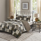 Madison Park Reversible Quilt Cabin Lifestyle Plaid Design - All Season, Breathable Coverlet Bedspread Bedding Set, Matching Shams, Timber Black/Brown Full/Queen(90"x90") 3 Piece Madison Park