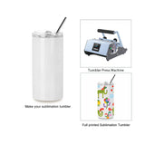 PYD Life Sublimation Blanks Tumbler Skinny 16 OZ Straight Stainless Steel Coffee Kids Tumbler with Lid and Metal Straw for Tumbler Heat Press Machine Sublimation Print 4 Pack PYD Life