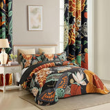Tyrot 3 Piece Black Boho Floral Full/Queen Quilt Sets Reversible Farmhouse Botanical Lightweight Bedspread Coverlet with 2 Shams Butterfly Microfiber Bedding Quilts Set for All Season, 90''x96'' Tyrot