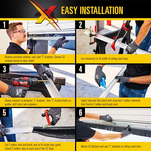 Xcluder X2 Rodent Proof Roll-Up Door Seal Kit, 8' x 2" x 1.625" Pest Control Retainer and Sealer, for Rolling Steel Doors Up to 8’ Wide, Suitable for Residential or Commercial Property Use Xcluder