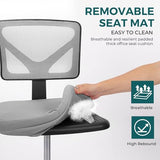 DUMOS Small Office Chairs with Wheels, Ergonomic Adjustable Home Desk Swivel Rolling Task Chair No Arms, Comfy Mesh Mid Back Computer Work Vanity Desk Chairs for Small Spaces, Dark Grey DUMOS