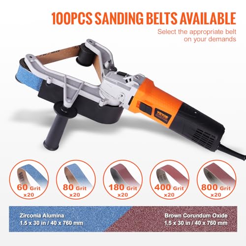 VEVOR Pipe Tube Polisher Sander, 1000W Pipe Belt Sander with 6 Variable Speeds 1100-3200rpm, Professional Belt Sander Grinding Machine with 100PCS VEVOR