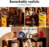 Rolife DIY Miniature House Kit Magic House, Tiny House Kit for Adult to Build, Mini House Making Kit with Furniture, Halloween for Family and Friend (Kiki's Magic Emporium)