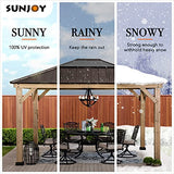 Sunjoy Hardtop Gazebo 11 x 13 ft. Standard Cedar Framed Wood Gazebos with Brown Steel and Polycarbonate Hip Roof for Garden, Backyard Shade, Brown Roof + Natural Wood Frame Sunjoy