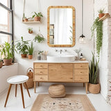 Barnyard Designs Rattan Bathroom Mirror – Rustic Farmhouse Style Handmade Wicker Rattan Frame - Boho Mirror for Nursery Wall Décor (24" x 36", Rectangular) Barnyard Designs