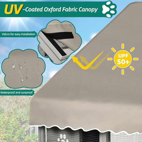 YITAHOME Extra Large Catio Outdoor Cat Enclosure, 110 Inch Outside Cattery with Weatherproof Roof, Scratcher Ramp, Cat Space Capsule Bed, 2 Bridges, 2 Resting Houses, 7 Solutions YITAHOME