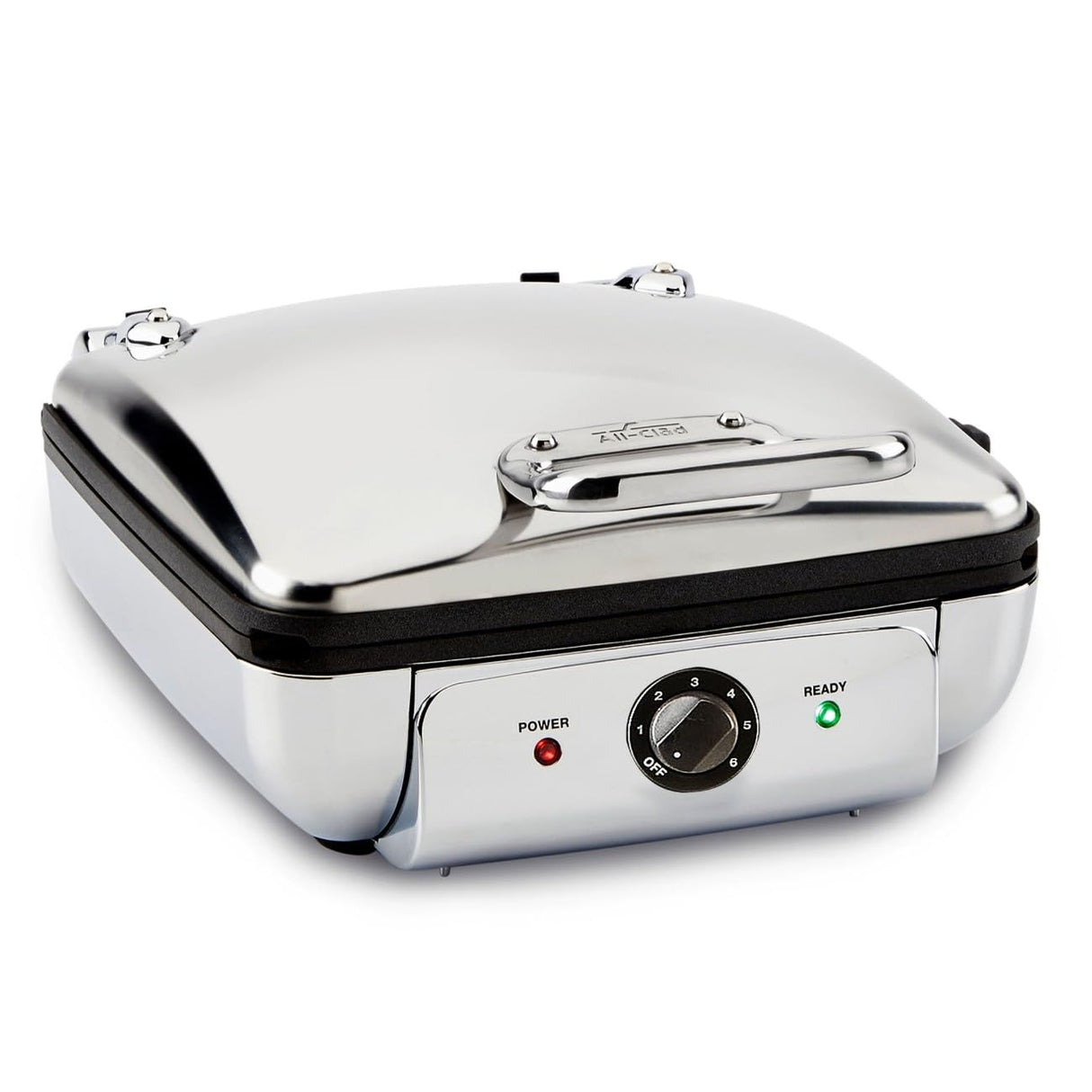 All-Clad Stainless Steel Waffle Maker 4 Section, Thick Belgium Waffle Makers, Upright Storage 1600 Watts, Nonstick, 6 Browning Levels, Dishwasher Safe All-Clad