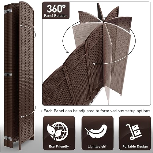 Sorbus 8 Panel Room Divider 6 ft. Tall - Privacy Screen, Extra Wide Double Hinged Panels, Mesh Hand-Woven Design, Partition Room Dividers and Folding Privacy Screens, Wall Divider for Room Separation Sorbus