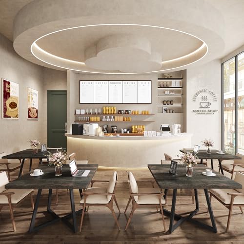 Tribesigns Square Dining Table Set of 4, 31.5" Farmhouse Dinner Table with Metal Base, Wood Kitchen Table for Dining Room, Small Space, Apartment, Rustic Brown & Black Tribesigns