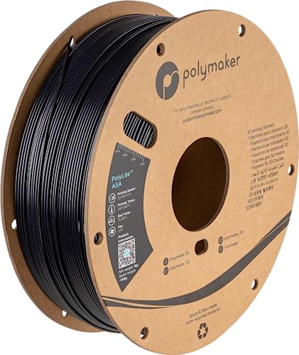 Polymaker ASA Filament 1.75mm Black, 1kg ASA 3D Printer Filament, Heat & Weather Resistant - ASA 3D Filament Perfect for Printing Outdoor Functional Parts, Dimensional Accuracy +/- 0.03mm - WoodArtSupply