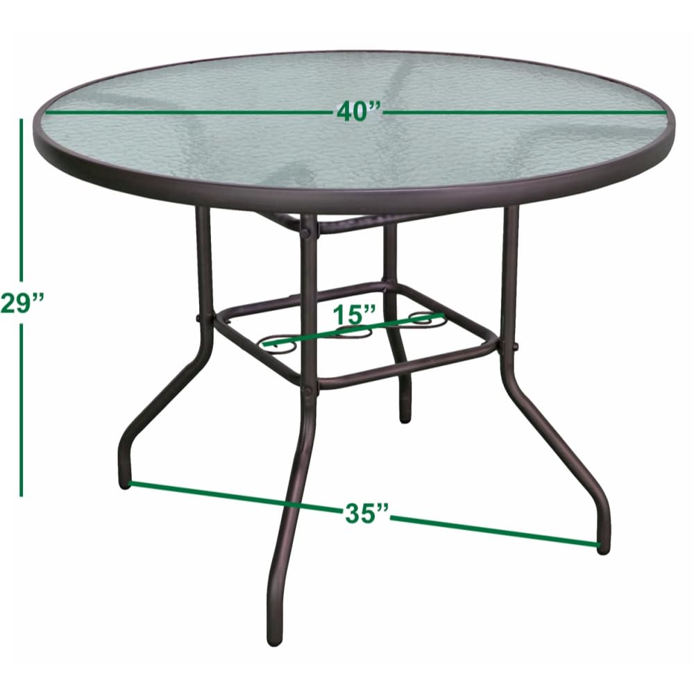 COURTYARD CREATIONS Garden Elements Sienna Collection 40" Table and Four Swivel Rocker Chairs Patio Dining Set, Brown (5-Piece Set) COURTYARD CREATIONS