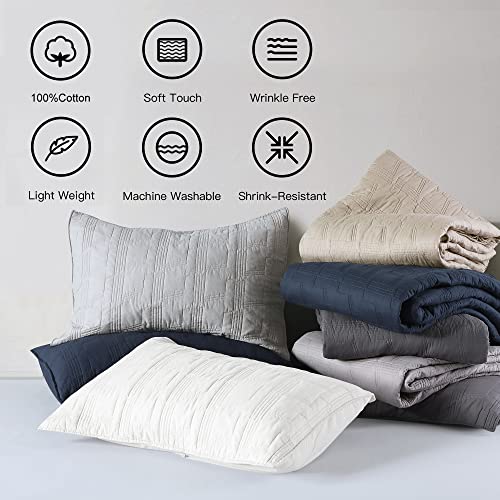 HORIMOTE HOME 100% Cotton Quilt Set Twin Size, White Pre-Washed 2-Piece Bedspread Coverlet Set, Cozy Lightweight Stitching Decorative Bedding Cover with 1 Shams in Geometric Pattern for All Season HORIMOTE HOME