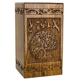 INTAJ Cremation Urns for Human Ashes Companion Male Female Wooden Tree of Life Urns Box and Casket for Ashes Men Women Child Pets Cat Dog Urn Burial INTAJ