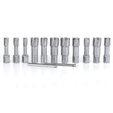 OSCARBIDE Carbide TCT Annular Cutter Set 13 pcs,3/4"Weldon Shank,1-3/8"Cutting Depth and 1/2 to 1-1/8 inch Cutting Diameter,TCT Mag Drill Bits for Magnetic Drill Press with Pilot Pins OSCARBIDE