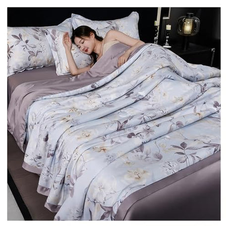 LNJMRU Summer Duvet Smooth Quilt Single/Queen Size Bedspread Comforter Floral Style Duvets No Pillowcase(Color-13,Single 150x200cm 1pc) LNJMRU