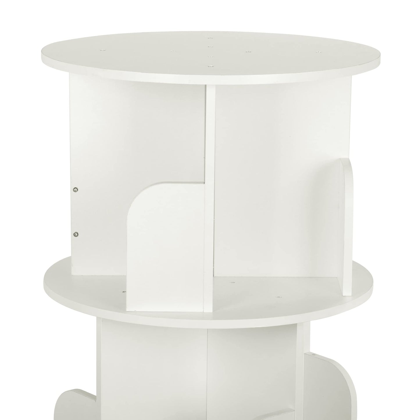 Usego 4-Tier White Rotating Bookshelf with Wheels – 360° Floor-Standing Storage Organizer for Home and Office - WoodArtSupply