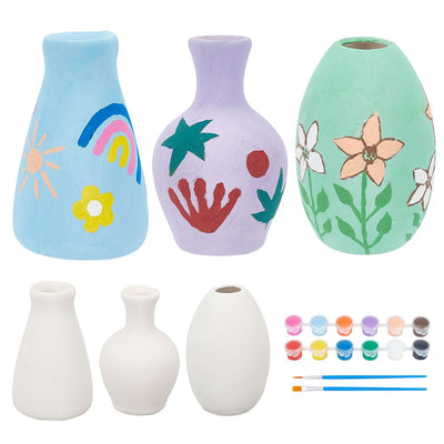 WEBEEDY 3 Sets Vase Pottery Painting Kit Paint Your Own Ceramic Vase Set Ready to Paint Ceramics DIY Paint Craft Kit for Craft Project Fun Home Acticity