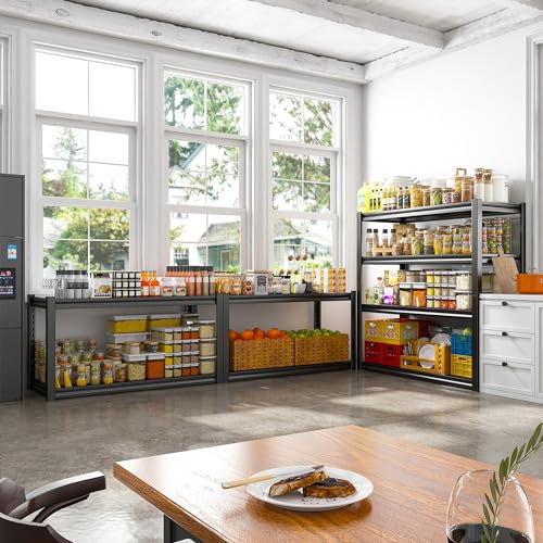 Raybee 40" W Garage Shelving Wide Storage Shelves 4 Tier Metal Shelves for Storage Load 1600LBS Adjustable Heavy Duty Shelving Sturdy Metal Shelving for Pantry Kitchen 40" W x 19.1" D x 56.9" H