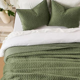 EVERGRACE Luxury Velvet Quilt Set Queen Size 3 Piece, Soft Cross-Stitch Velvet Comforter Set with Pillow Shams, Lightweight Coverlet Bedspread Bedding Set for All Seasons, Loden Green EVERGRACEHOME