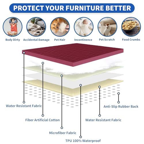 2026 Waterproof Sofa Dog Blanket (30"x70") Comfy Couch Sofa Mat for Pets with Anti-Slip Back, Universal Incontinence Lightweight Liner Pad for Furniture Car Picnic etc Durable Washable, Wine Red ZNSAYOTX