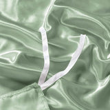 INVGEEXI 5 Pieces Satin Sage Green Duvet Cover Full/Queen Size, Luxury Silky Satin Duvet Cover Ultra Soft Comforter Cover Queen Bedding Set, 1 Duvet Cover + 4 Pillow Cases INVGEEXI