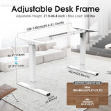 PiomuDek Standing Desk Frame with 330lbs Powerful Dual Motor, Electric Adjustable Height Computer Table Legs, Sit Stand Up Desk Base with Memory Controller, for Home Office, White,ED04NW (Frame Only) PiomuDek