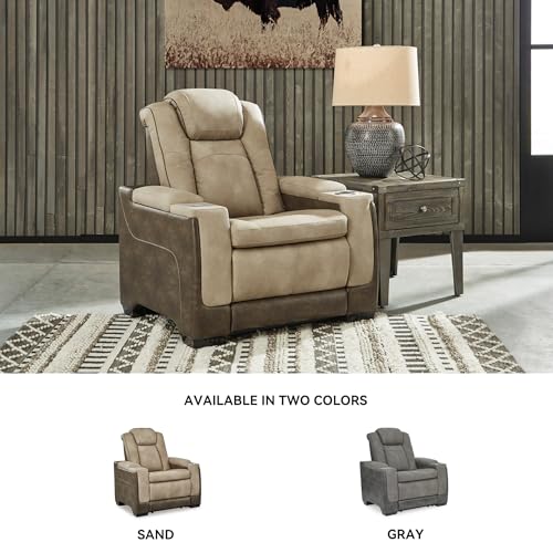 Signature Design by Ashley Next-Gen DuraPella Power Recliner with Adjustable Headrest, Sand Signature Design by Ashley