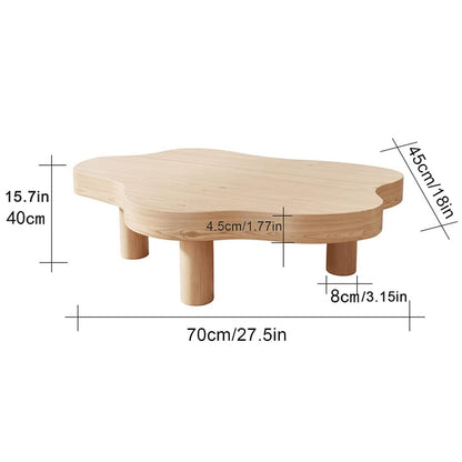 Cloud Shape Irregular Wood Coffee Table, Indoor Round Corner Thicken End Table, Cute Cartoon Accent Coffee Cocktail Center Table for Living Room Furniture(27.5" Lx18 Wx16 H, Natural)