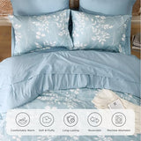 Bedsure Sky Blue Queen Comforter Set - 7 Pieces Floral Bedding Sets, Queen Bed in a Bag with Reversible Botanical Flowers Comforter, Sheets, Pillowcases & Shams Bedsure