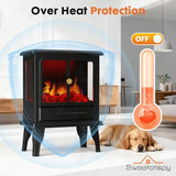 Sweetcrispy 19” Freestanding Electric Fireplace Heater, Indoor Fireplace with Adjustable Flame Effect, Easy Control, Small Corner Heater for Living Room, Bedroom, Carbon Black Sweetcrispy