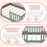 Mirightone Full Floor Bed with High Rails, Wooden Montessori Bed Frame with Single Color Light and House Shape Design, Low Profile Beds for Kids, Boys and Girls, Grey Mirightone