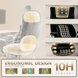 600LBS Fabric Big and Tall Executive Office Chair with 5D Flip Arms and Pocket Spring Cushion, Ergonomic Heavy Duty Desk Chair with Lumbar Support,High Back Cloth Computer Chair,Rubber Wheels Famsway