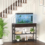 Ecoprsio 47'' Black Walnut Console Table with USB Ports, 3 Drawers & Storage Shelves Ecoprsio