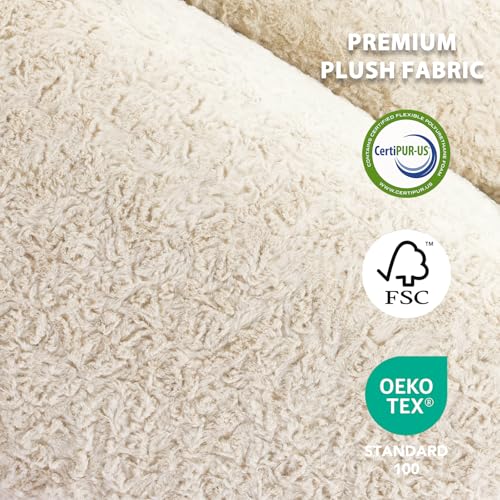 EONIX Real Zero Clearance Wall Hugger Power Recliners for Small Spaces, RV Recliner Chairs with Charging Ports and Side Pokects, 400lbs Heavy Duty, SXXY015, Plush Fabric, Beige