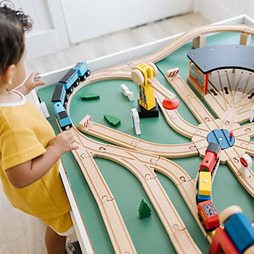 Melissa & Doug Wooden Railway Set, 130 Pieces - Wooden Train Set for Toddlers Ages 3+ - WoodArtSupply