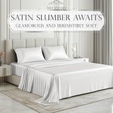 DECOLURE Satin Bed Sheets - 6 Piece Luxury Silky King Size Bedding Set - Softer Than Silk, Wrinkle-Free with 15” Deep Pocket Fitted Sheet, Perfect for Hair & Skin, Gifts for Women (Striped White) DECOLURE